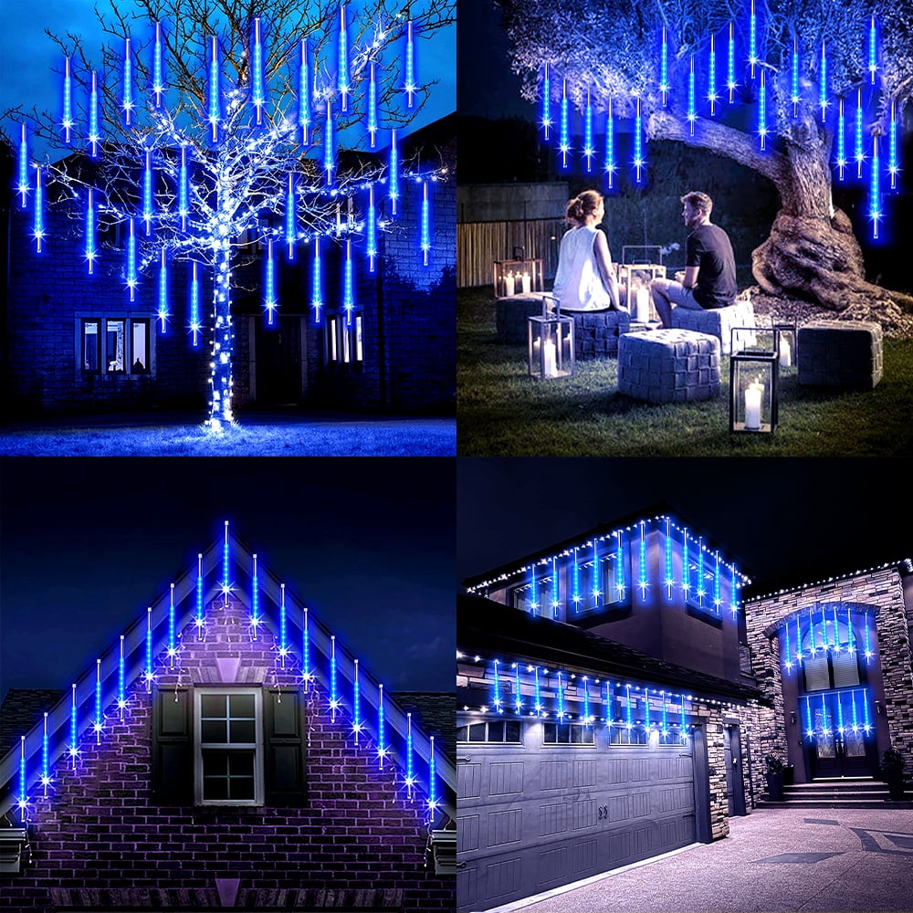 Christmas LED Meteor Shower Rain Warm Lights - 540 LEDs 10 Tubes, 20 Inch Drop/Icicle Snow Falling Raindrop Waterproof Cascading Lights for Wedding Xmas New Year Party Tree Decoration (Warm Light)
