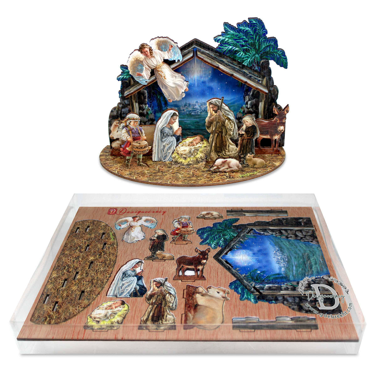 Designocracy Miniature Village Indoor Nativity Scene, 6.5 in Wood