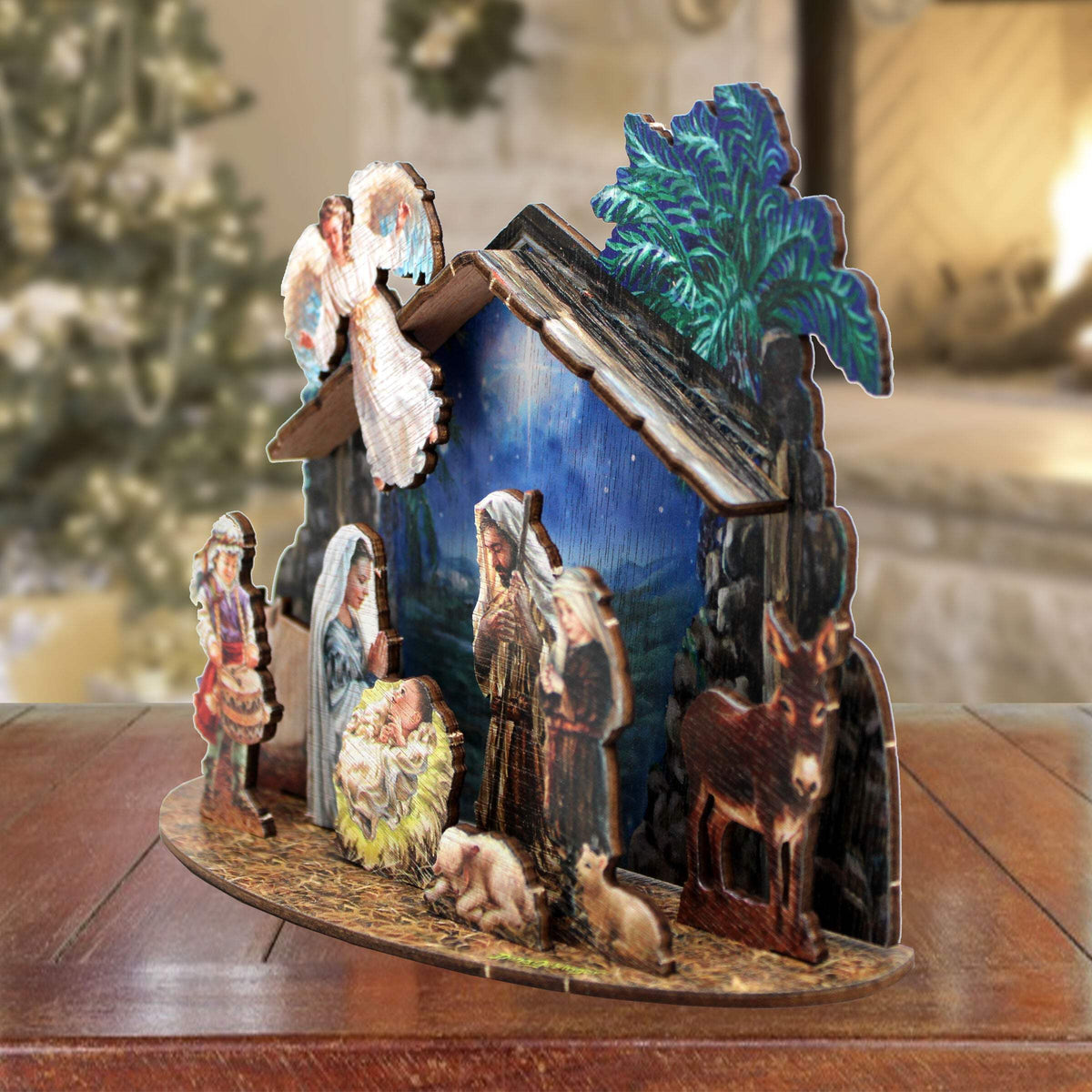 Designocracy Miniature Village Indoor Nativity Scene, 6.5 in Wood