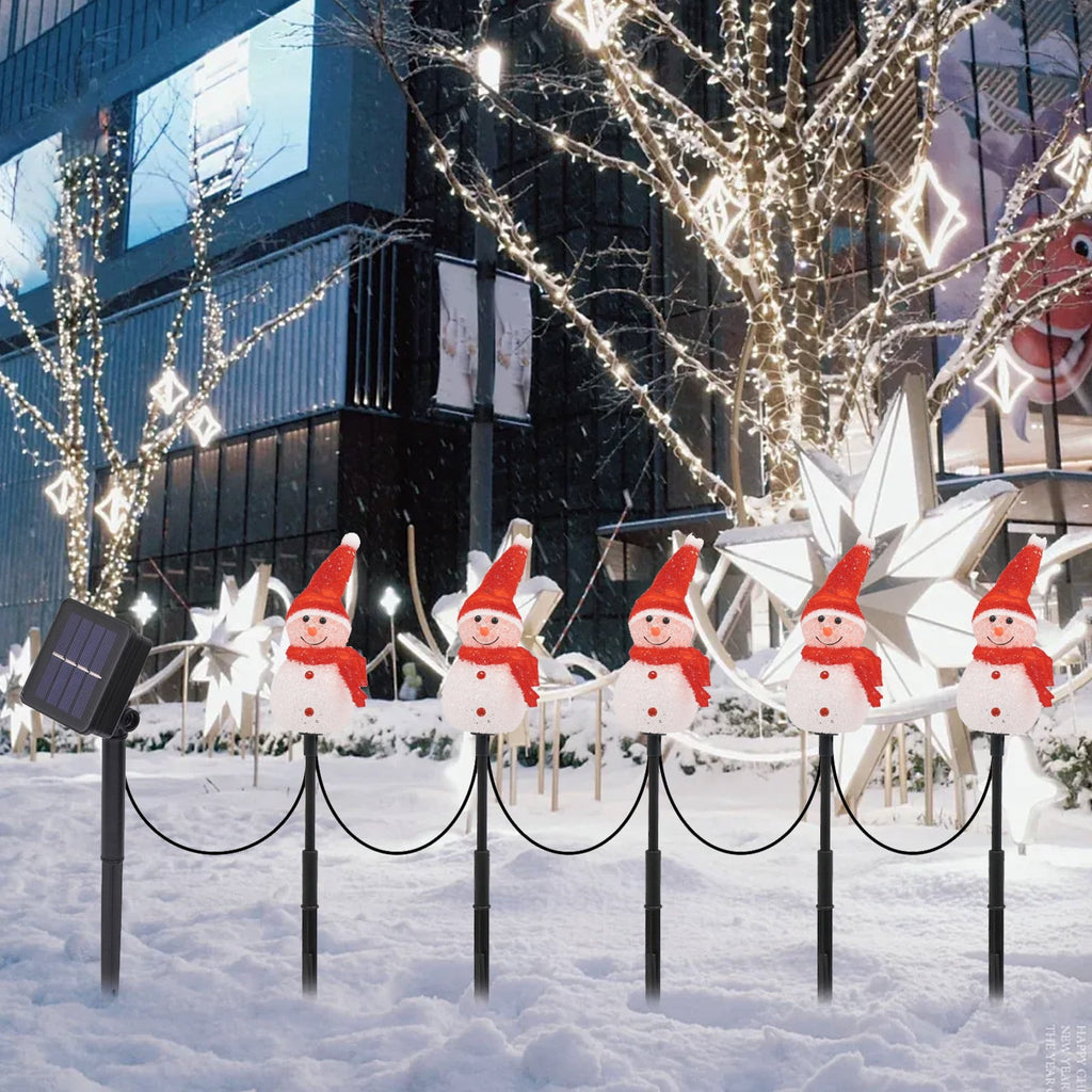 5pcs 17.3in Outdoor Christmas Lights, CXALSSY C9 LED Solar Christmas Lights near Me, Solar Outdoor Christmas Lights for House, IP65 Waterproof XMAS Snowman Decorations