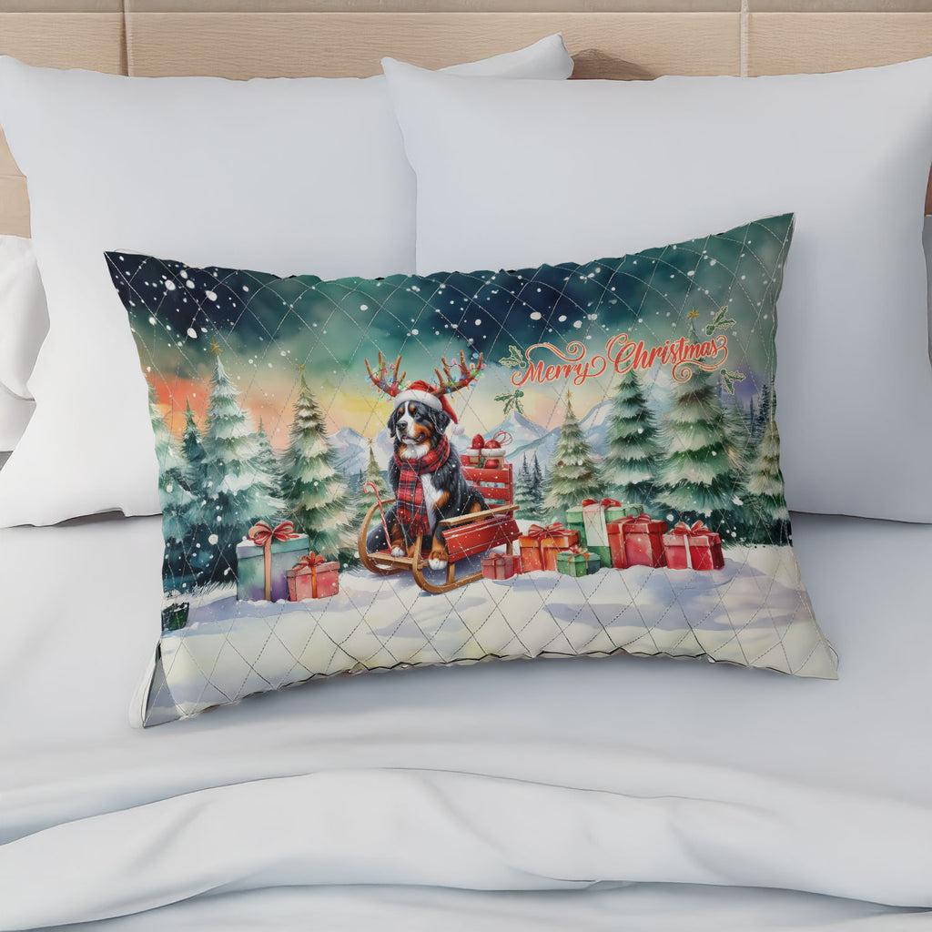 Merry Christmas Santa Reindeer Antlers French Bulldog Sleigh Xmas Winter Holiday Quilt Bedding Set Dog Lover Gifts 1 Blanket Bed Cover 2 Pillowcases - 00023
