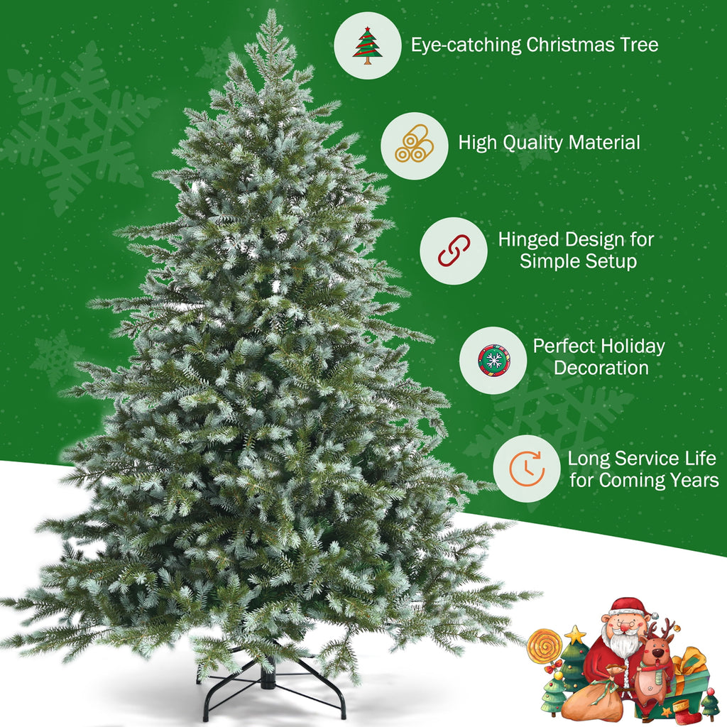 Costway 7ft Artificial Christmas Spruce Hinged Tree w/ 1260 Mixed PE & PVC Tips