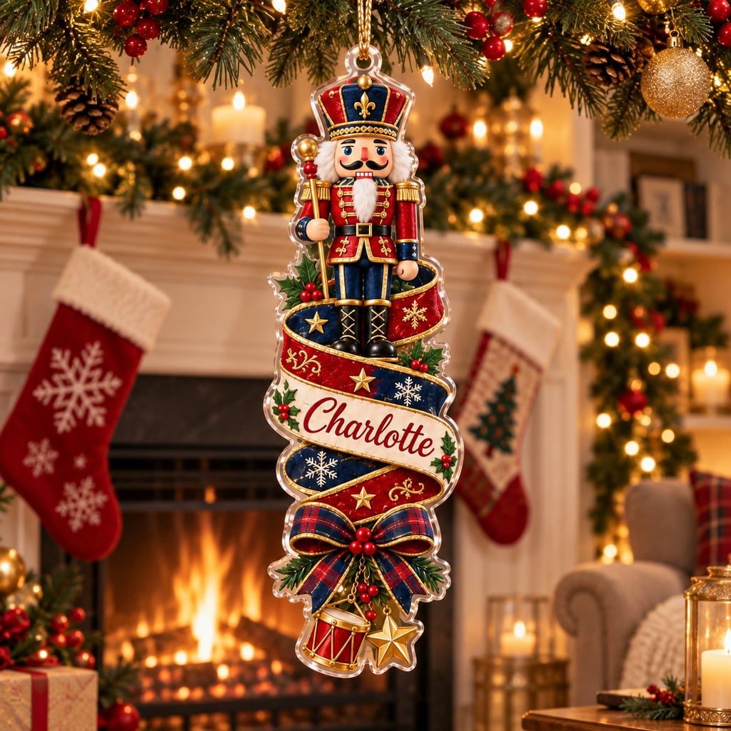 Personalized Christmas Ornament Nutcracker Royal Ribbon Gift
