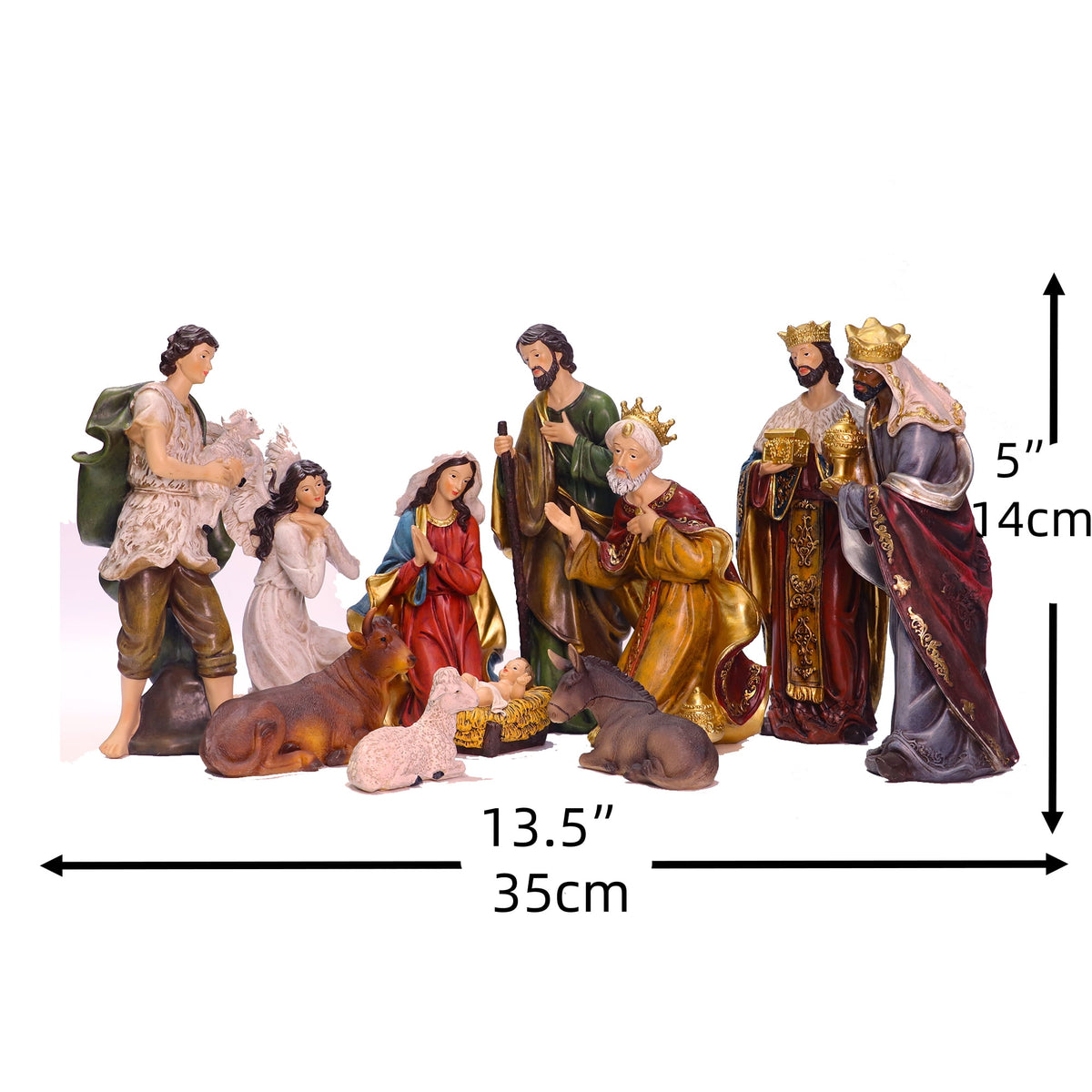 Zayton Nativity Set Christmas Nativity Scene Indoor 11 Piece 5 Inch Figures Holidays Décor Stable Birthday Gift