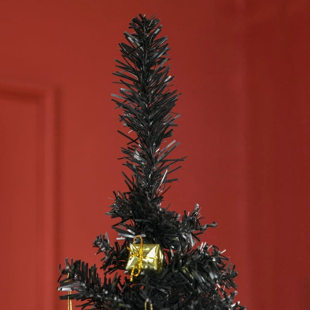 Alvantor Slim Pencil Christmas Tree with 390 Tips, Unlit Artificial Xmas Tree with Plastic Stand 6' Black