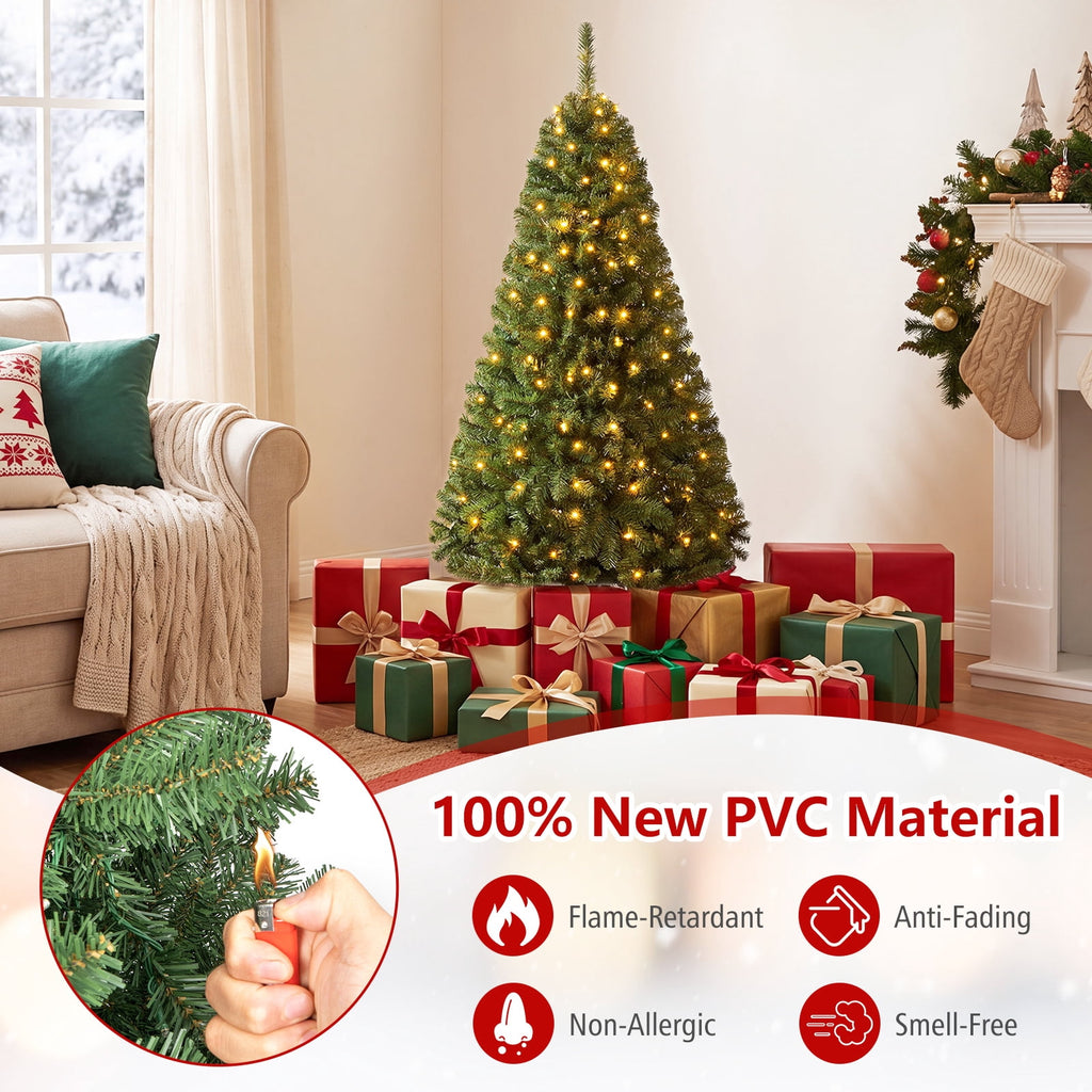 Costway 4 FT Pre-Lit Artificial Christmas Tree with 296 Dense Branch Tips, 100 LED Lights