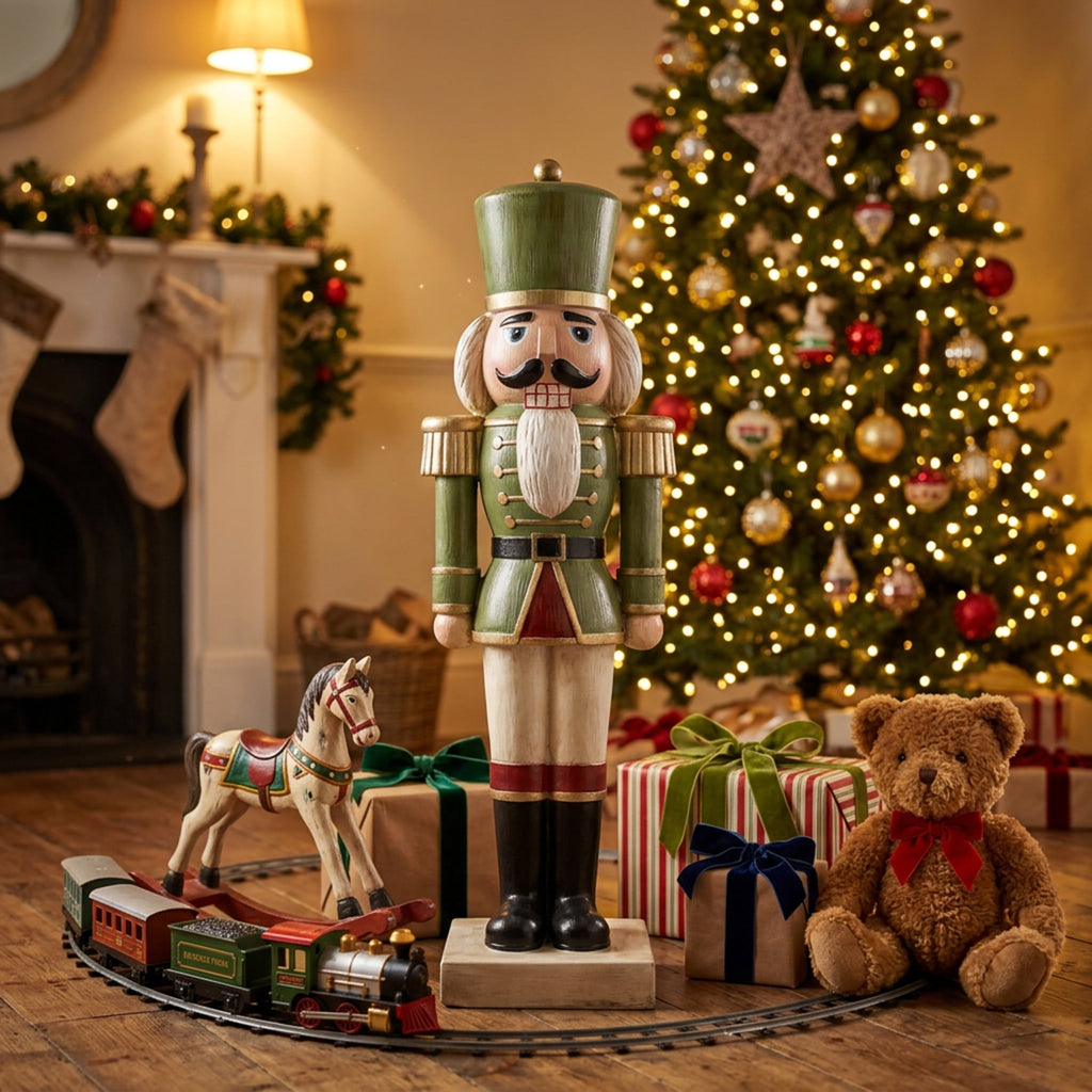 Sunnydaze Green Polyresin Ivan the Rustic Nutcracker Christmas Statue, 33" (2-Pack)