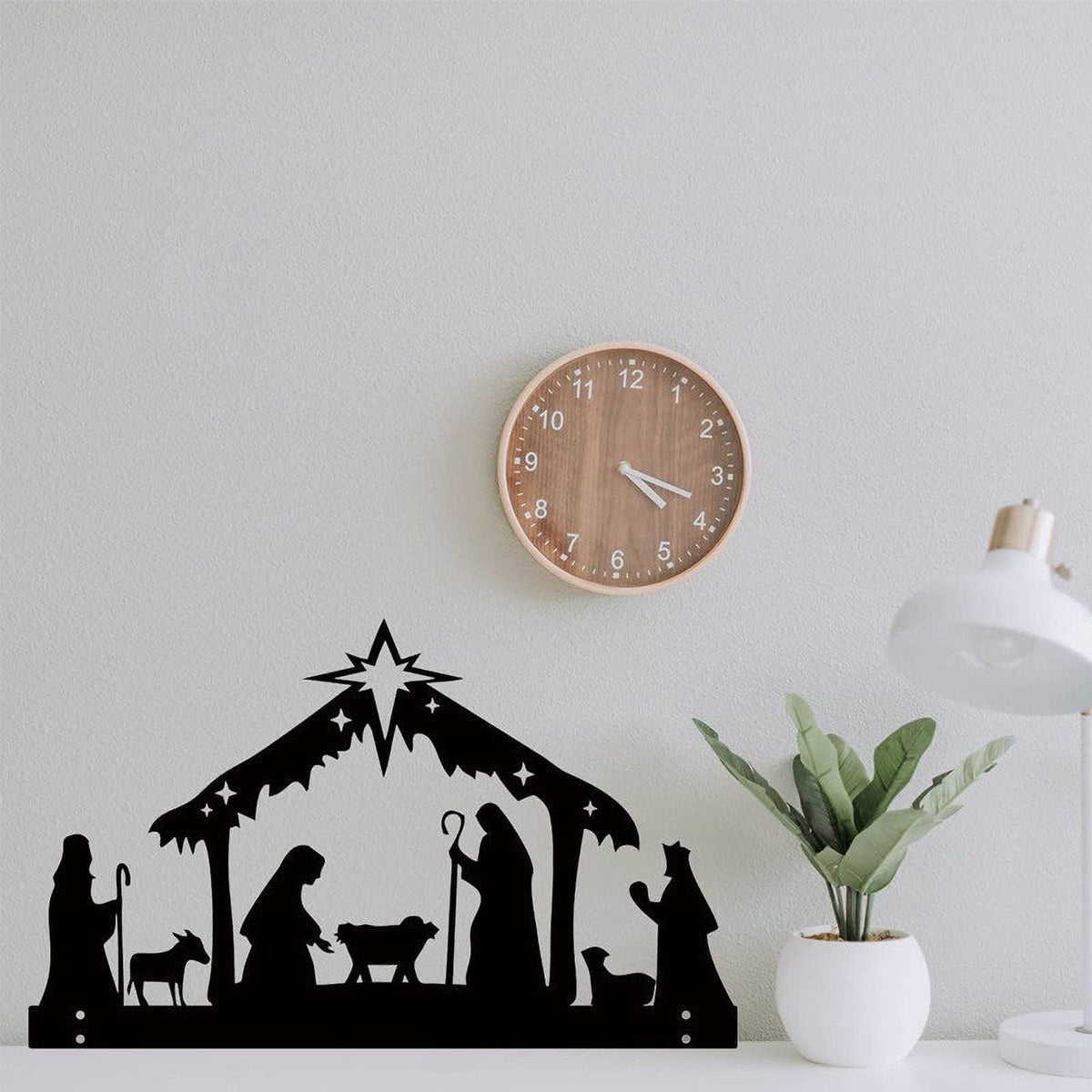 Isvgxsz Nativity Sets for Christmas Indoor Decor Black Metal Nativity Scene with Base People Nativity Set Decorations for Christmas Xmas Home Table Shelf (Classic)