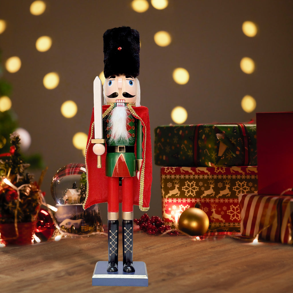 24Inch Wooden Soldier Nutcracker Christmas Decor - Festive Christmas Nutcracker Gift, Winter Indoor Decoration for Table, Desktop & Fireplace