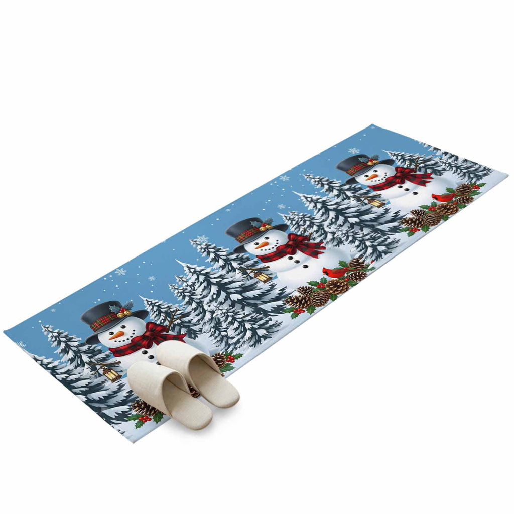 5x7 Area Rugs, Light Blue Snowman Christmas Non-Skid Rubber Backing Large Rectangle Rugs - Living Room Bedroom Home Office, Xmas Pinecone Tree Snowflake Indoor Floor Mat Carpets Washable Rug