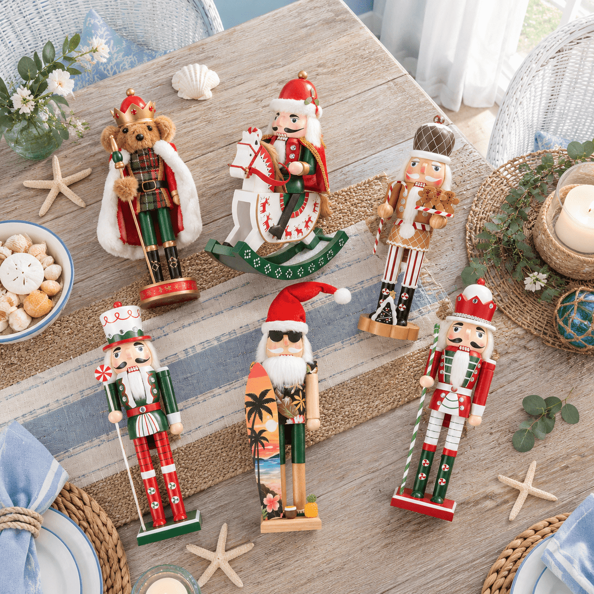 15 Inch Wooden Santa Nutcracker Tropical Christmas Decoration