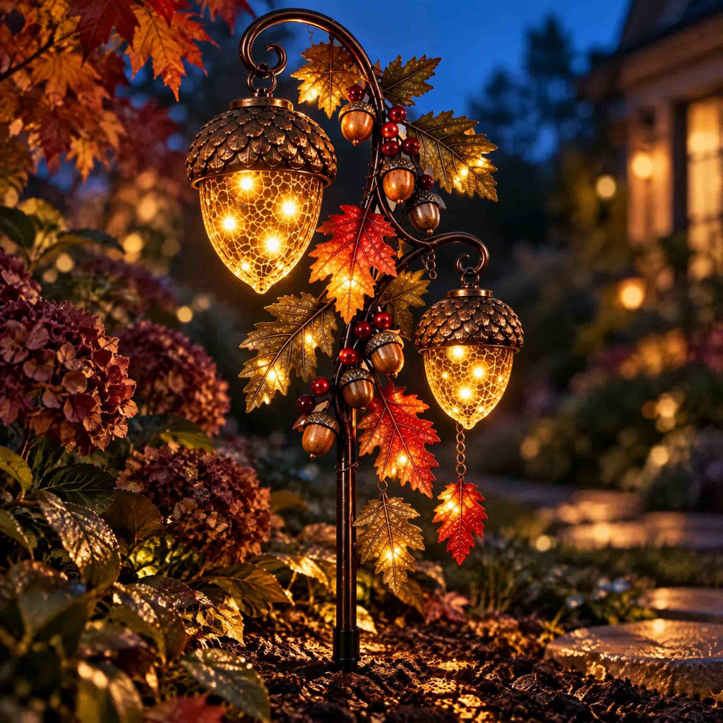 Luckky Santa’s Flying Sleigh Gift Cascade Solar Christmas Garden Light,Warm Golden Cascading LED Lights with Falling Gifts & Star,Solar Powered Outdoor Holiday Decor for Lawn,Pathway & Yard