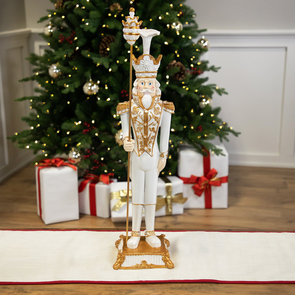 Northlight Christmas Nutcracker Soldier with Scepter - 25.75" - White and Gold