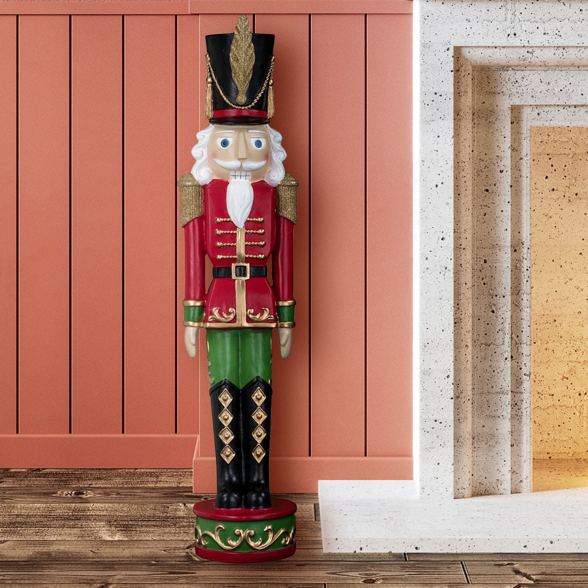 Haute Decor 37" Tall Classic Christmas Nutcracker - Red and Black - Heavy Resin Construction