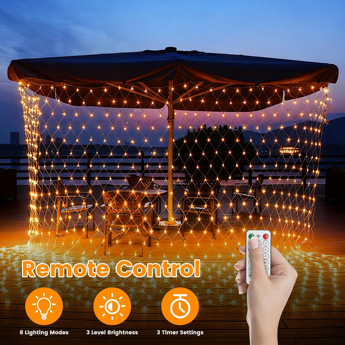 TeqHome Solar Christmas Lights 192 LED 9.8x6.6Ft Christmas Net Lights IP44 Waterproof Christmas Decorations for Garden Patio Yard Xmas Party