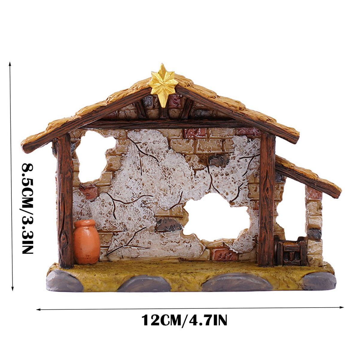 Christmas Nativity Stable, Resin Christmas Manger Nativity Stable, Jesus Birth Manger Figurines, Classic Xmas Table Ornaments for Holiday Indoor Tabletop Fireplace Gift