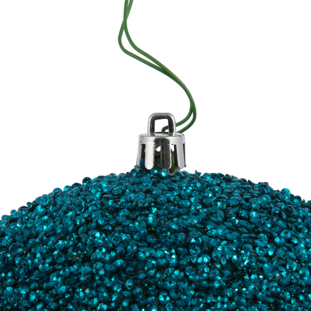 Vickerman 6" Turquoise Beaded Ball Ornament, 4 per Bag