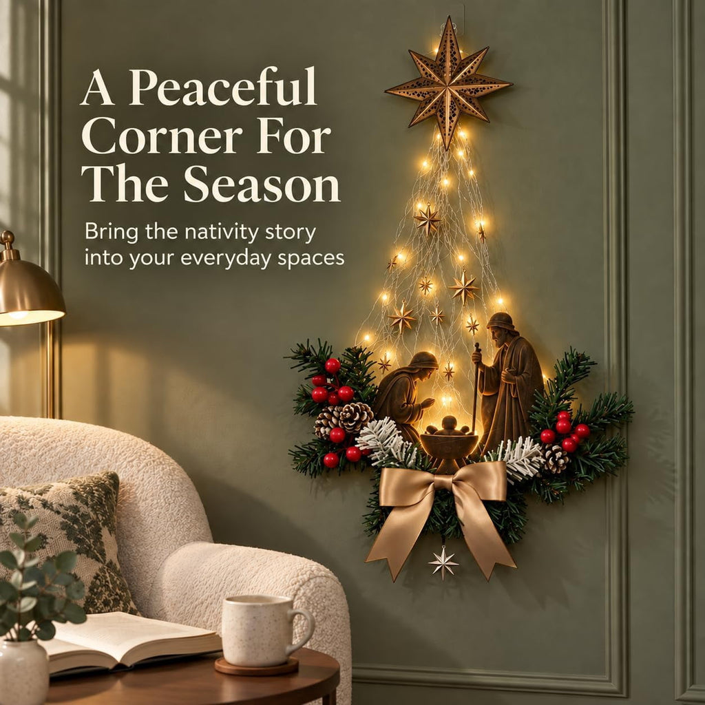 Lighted Nativity Wall Decor, Warm LED Nativity Scene Christian Homes