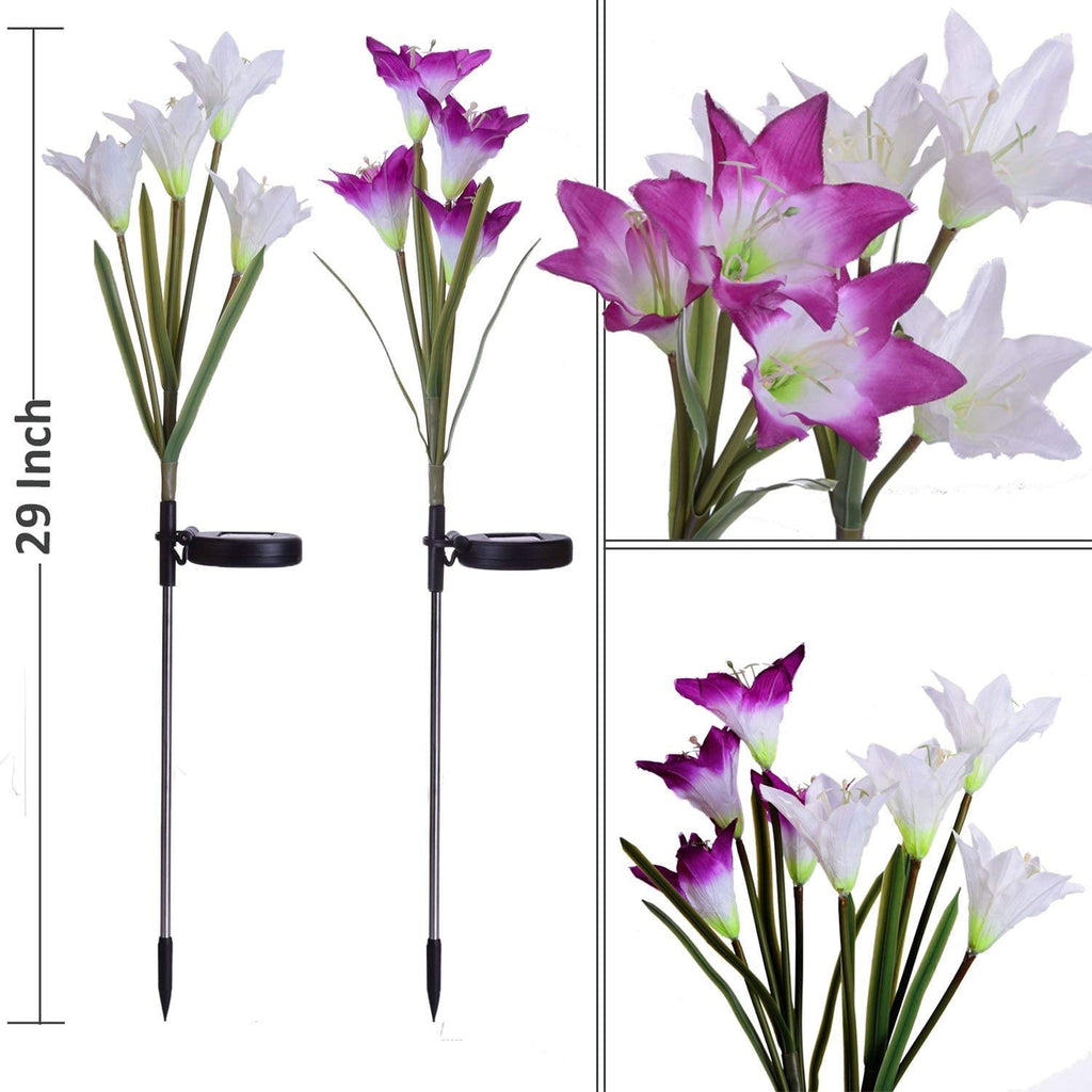 QiShi Solar Garden Lights Tree Outdoor Multi-Color Changing LED Stake Lights Flower for Garden, Patio, Yard and Decoration Solar Flickering Tree Lights (Tree,2 Pack)