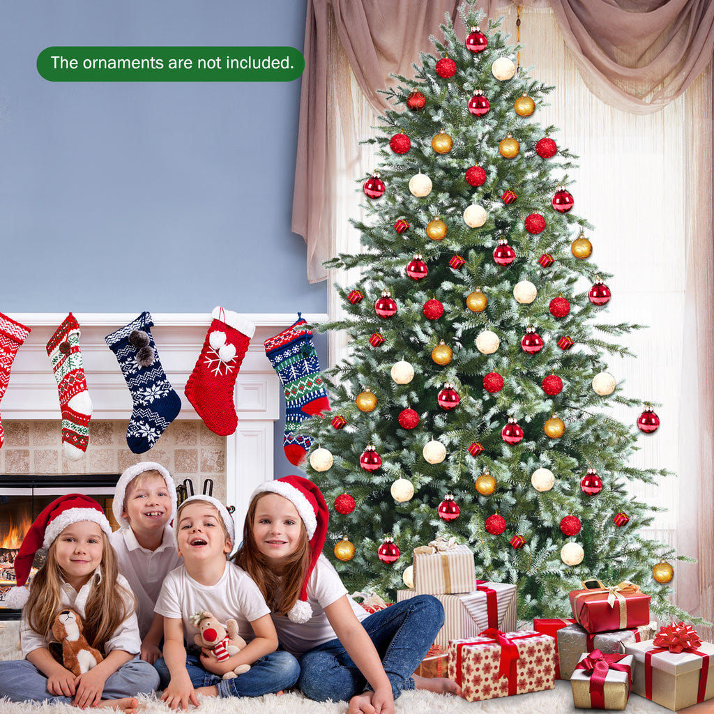 Gymax 7 Ft Artificial Christmas Tree Unlit Hinged Xmas Tree w/ Metal Stand
