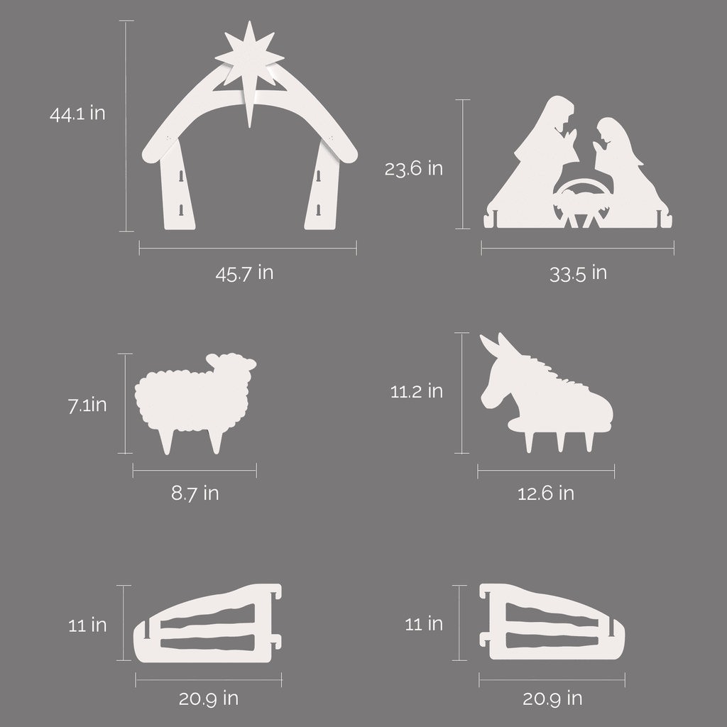 UBesGoo Weatherproof Lawn Nativity Scene Yard Display Outdoor Nativity Sets for Christmas