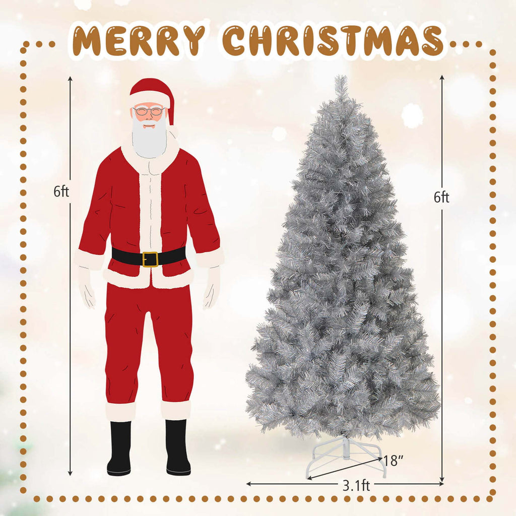 Costway 7 FT Christmas Tree Artificial Xmas Tree with 807 Branch Tips 400 LED Lights
