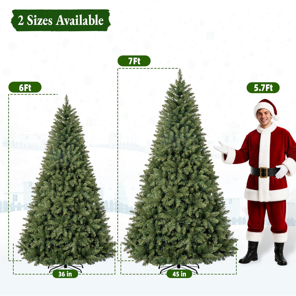 VIVATREES 6ft Pre-lit Artificial Christmas Tree 760 Hinged Branch Tips with 230 LED White Warm Lights Foldable Metal Base