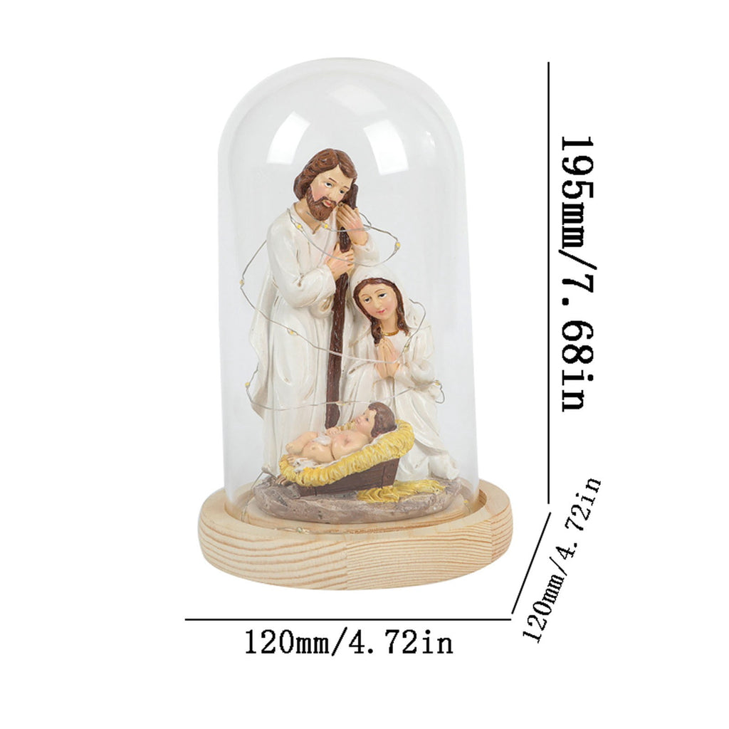 Bfogop Glass Christmas Led Nativity Scene Figurine Glowing Ornament Crafts For Festival Wedding Birthday Party Christmas Nativity Figurines Decorations Glass Dome Religious Decorations