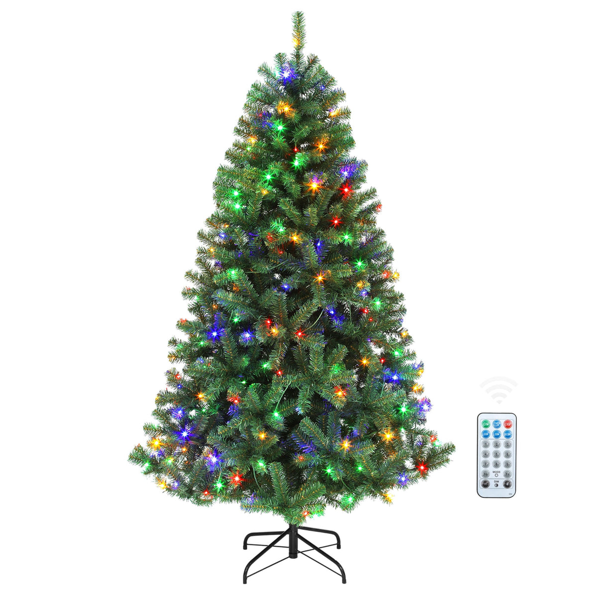 Uforic 6ft Pre-lit Hinged Spruce Artificial Christmas Tree with 1000 Branch Tips & 250 Lights, Remote Control, 11 Light Modes, Green
