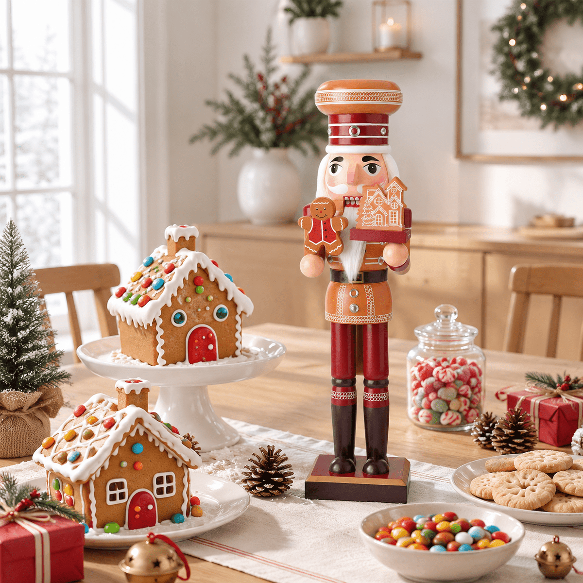 14 Inch Gingerbread Wooden Christmas Nutcracker Soldier Festive Decor