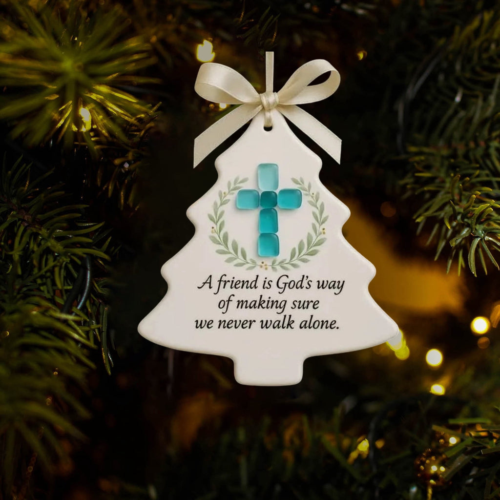 Lunxisen 1 Pcs Sea Glass Nativity: Jesus’ Birth Christmas Ornament,Coastal Inspired Sea Glass Nativity Ornament,Handmade Nativity Scene, with Shells and Starfish