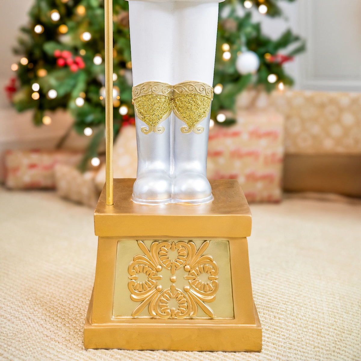 Sunnydaze Gold Polyresin Pierre the Fleur-de-Lis Nutcracker Christmas Statue, 47"