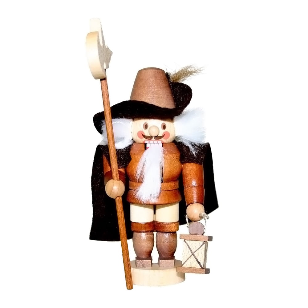 Alexander Taron 4.75" Brown, Black, and Gray Night Watchman Christmas Mini Nutcracker