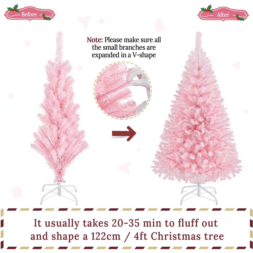 Alden Design 4ft Pre-lit Artificial Christmas Tree with 70 Incandescent Lights, Pink