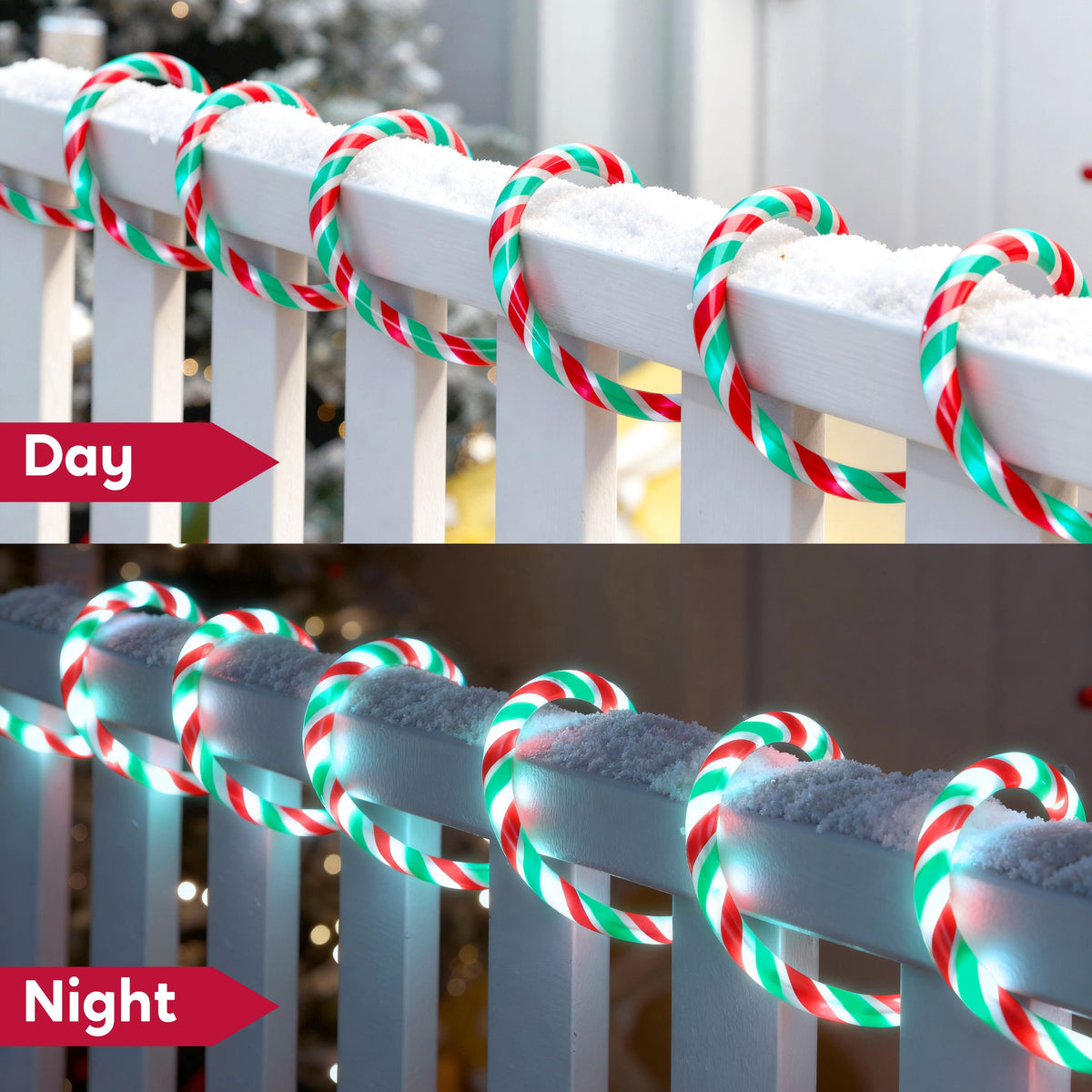 Joyfy 40FT 360 LED Candy Cane Rope Lights Christmas Outdoor Decoration Light,Red and White Christmas Lights Led Lights Light Up Candy Canes for Christmas Yard Holiday Decor