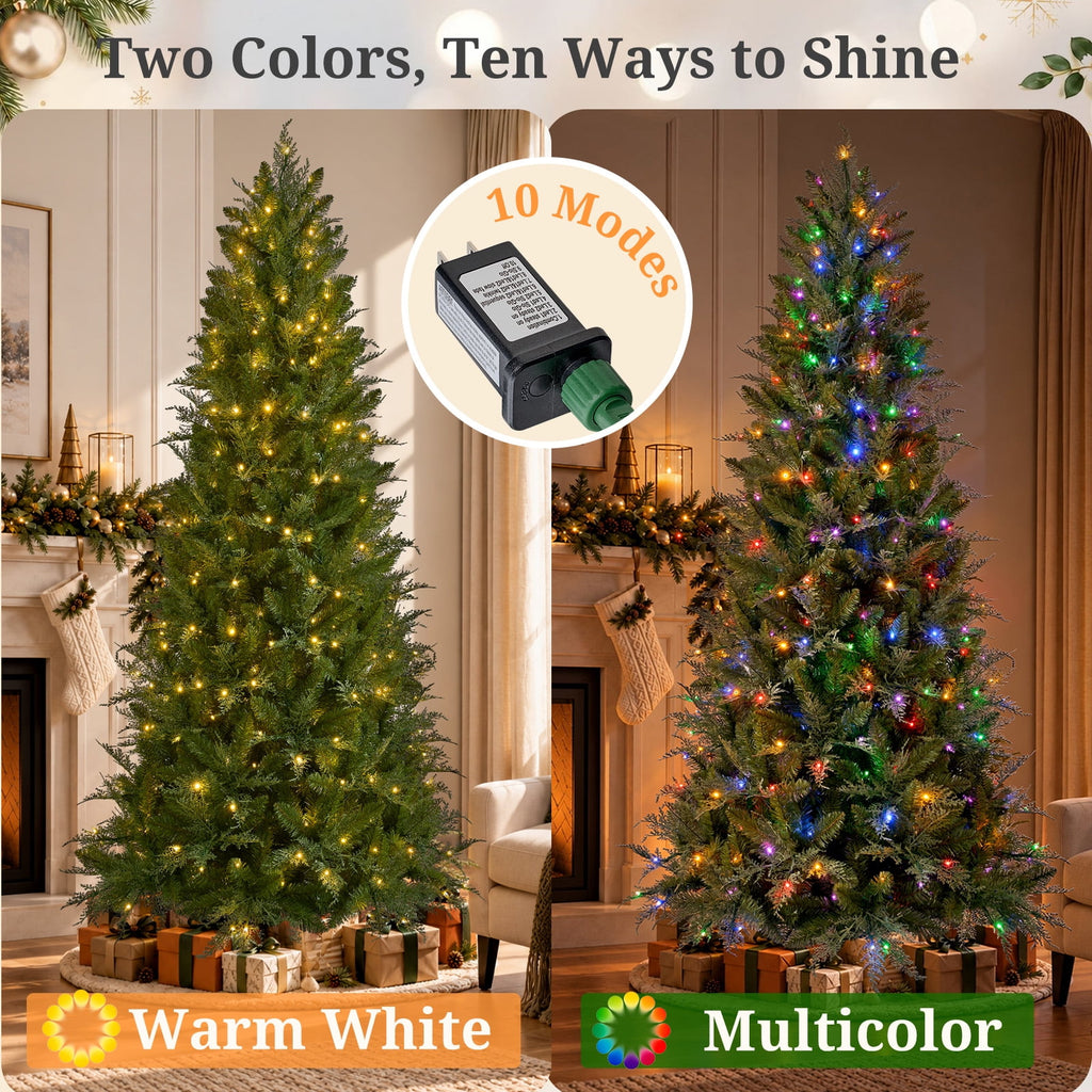Goosiay 6FT Pre-Lit Artificial Christmas Tree, Slim Cypress Christmas Tree with Realistic Branches, 877 PE & PVC Tips and 250 Lights for Living Room, Office, Bedroom and Indoor Holiday Decor
