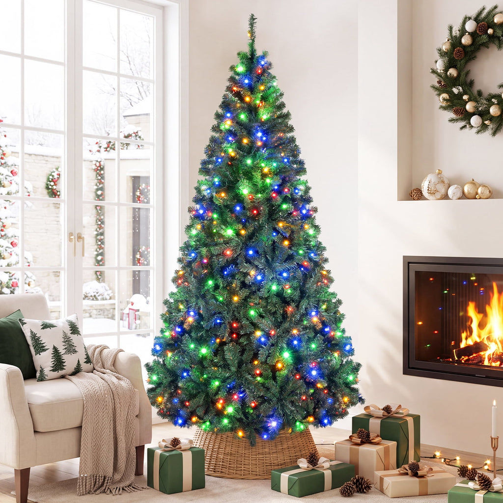 Costway 8Ft Pre-Lit Artificial Christmas Tree Hinged 750 LED Lights