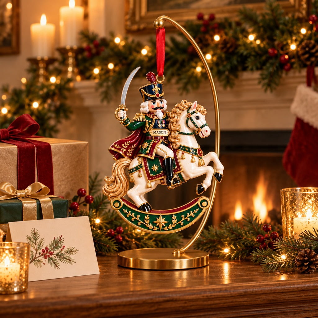 Mounted Nutcracker Officer Christmas Tree Ornament