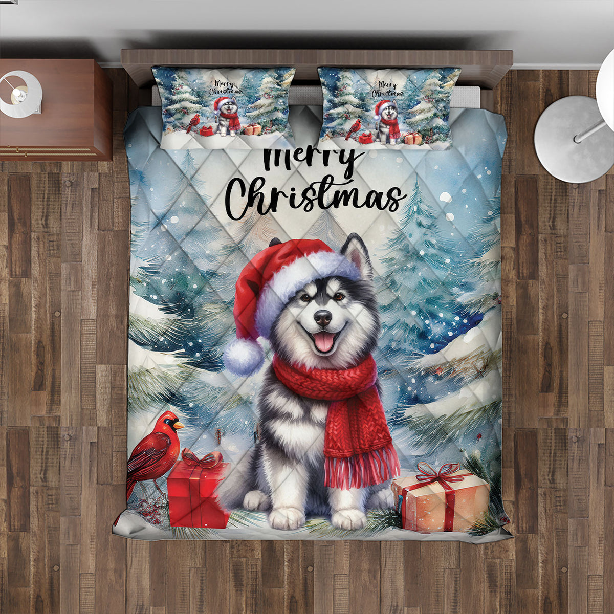 Merry Christmas French Bulldog Enjoys Woofmas Winter Xmas Holiday Quilt Bedding Set Dog Lover Gifts 1 Blanket Bed Cover 2 Pillowcases - 02022