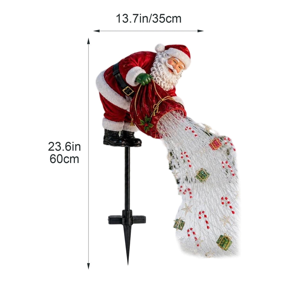 Luckky Santa’s Flying Sleigh Gift Cascade Solar Christmas Garden Light,Warm Golden Cascading LED Lights with Falling Gifts & Star,Solar Powered Outdoor Holiday Decor for Lawn,Pathway & Yard