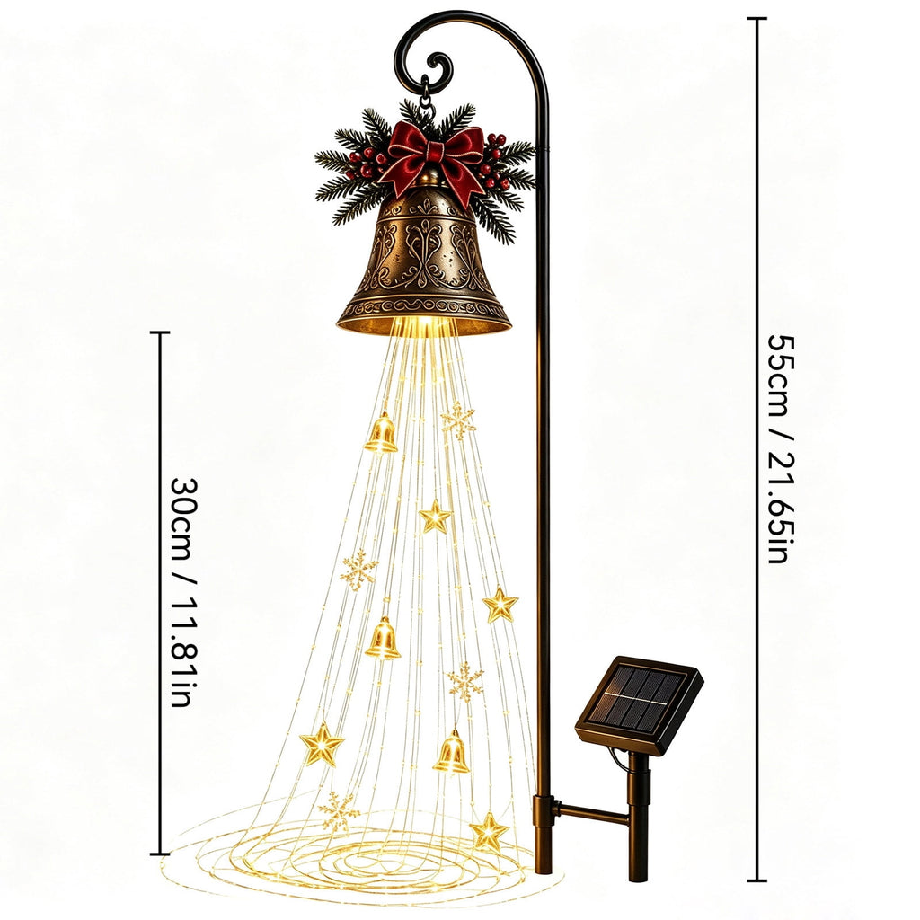 Luckky Santa’s Flying Sleigh Gift Cascade Solar Christmas Garden Light,Warm Golden Cascading LED Lights with Falling Gifts & Star,Solar Powered Outdoor Holiday Decor for Lawn,Pathway & Yard