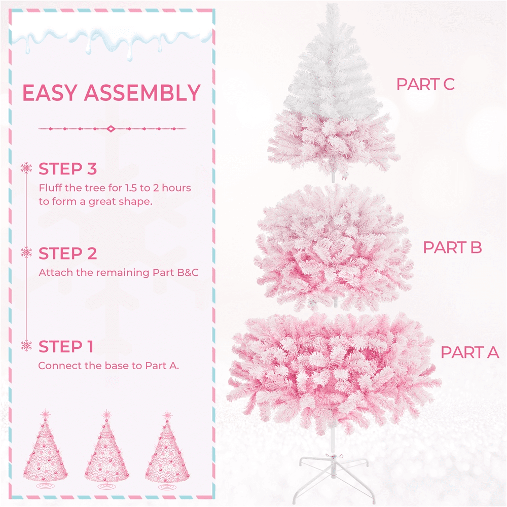 Alden Design 4.5 ft Pre-lit Flocked Christmas Tree with Warm Lights, Frosted White