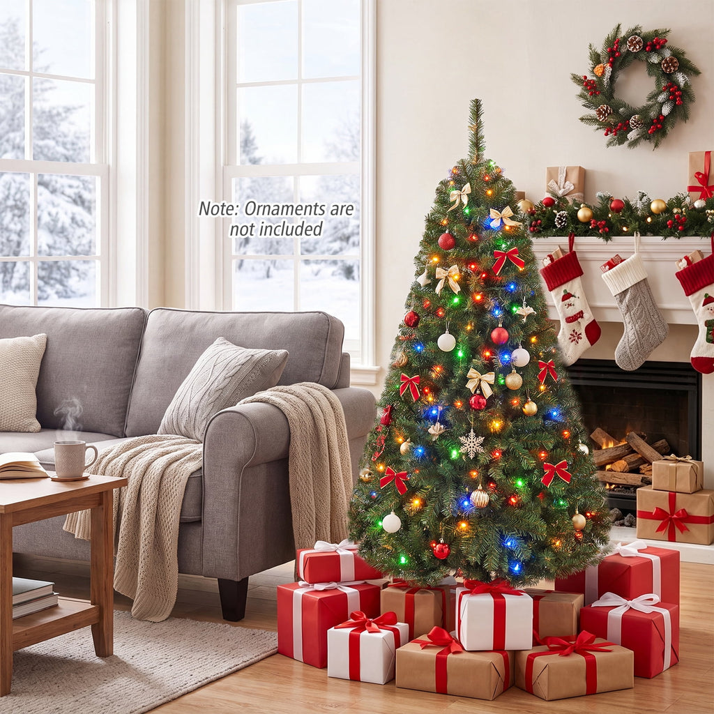 Costway 4 FT Pre-Lit Artificial Christmas Tree with 296 Dense Branch Tips, 100 LED Lights