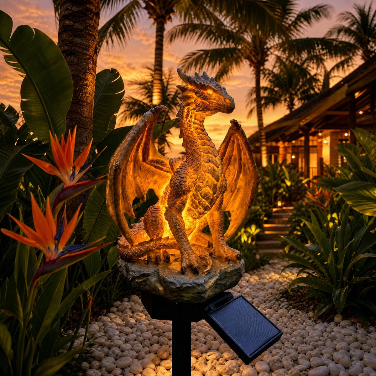 Clearance! Solar Garden Lights, 17 Inch Solar Dragon Stake Light Outdoor Waterproof, Mythical Dragon Statue with LED Glow for Patio Pathway, 1Pack