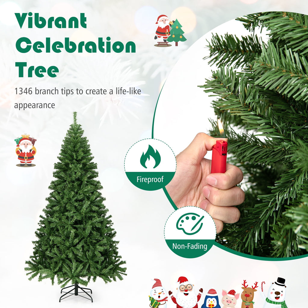 Costway 9FT PVC Christmas Tree 2132 Tips Hinged Solid Metal Legs