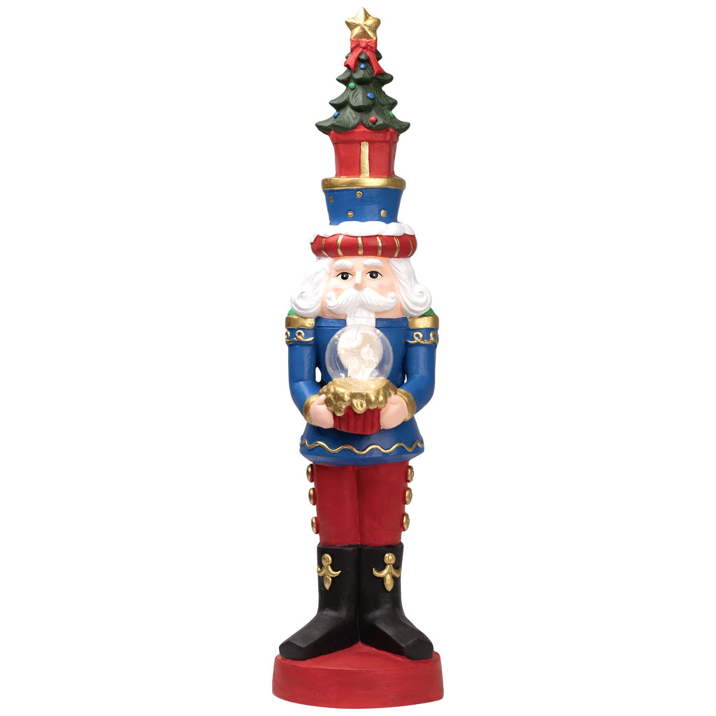 LED Lighted Nutcracker Soldier with Christmas Tree - 29" - Blue and Red