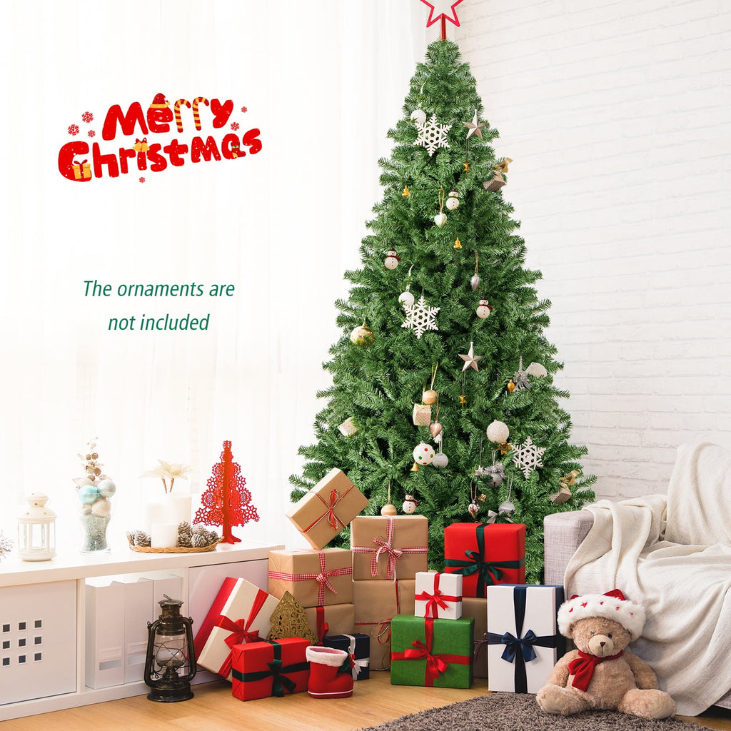 Costway 9FT PVC Christmas Tree 2132 Tips Hinged Solid Metal Legs