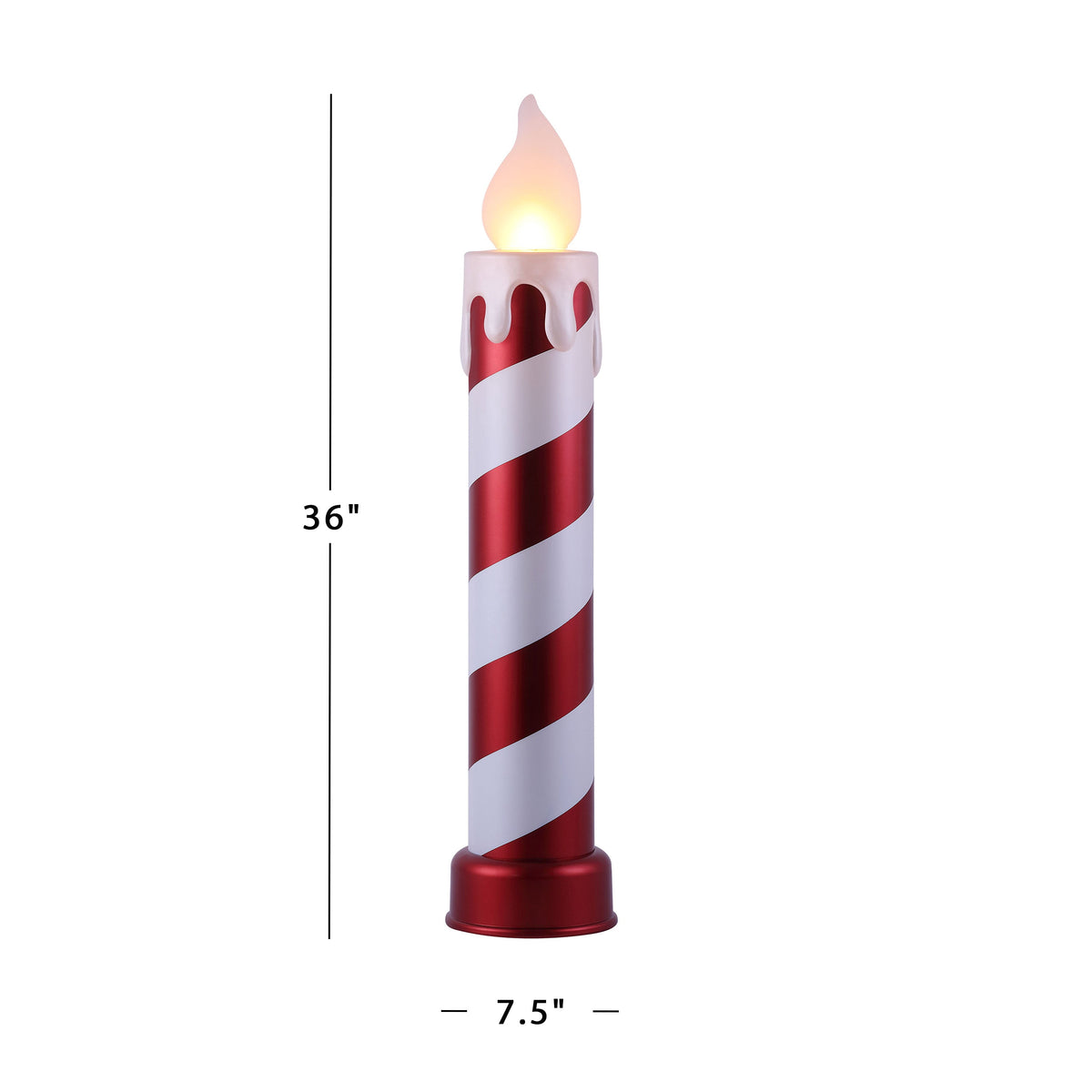 Mr. Christmas 36 in. Striped Metallic Blow Mold Candle - Red and White