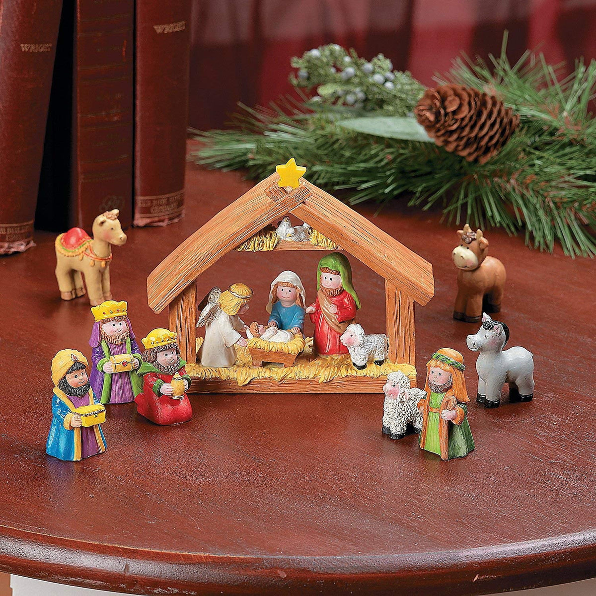 Fun Express Nativity Set Decorative Multicolor Resin 9 Pieces