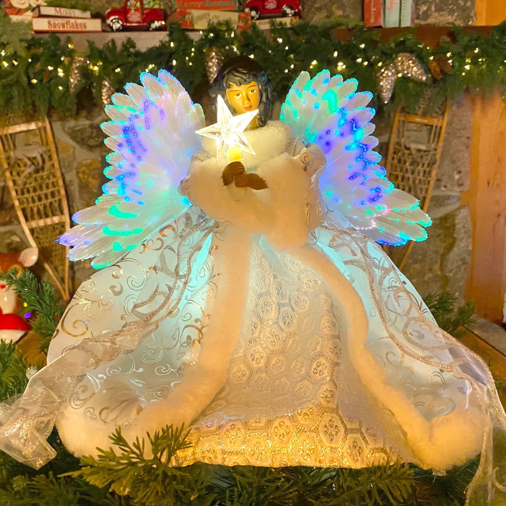 Mr. Christmas 12 in. Fiber-Optic Animated Tree Topper - White Angel